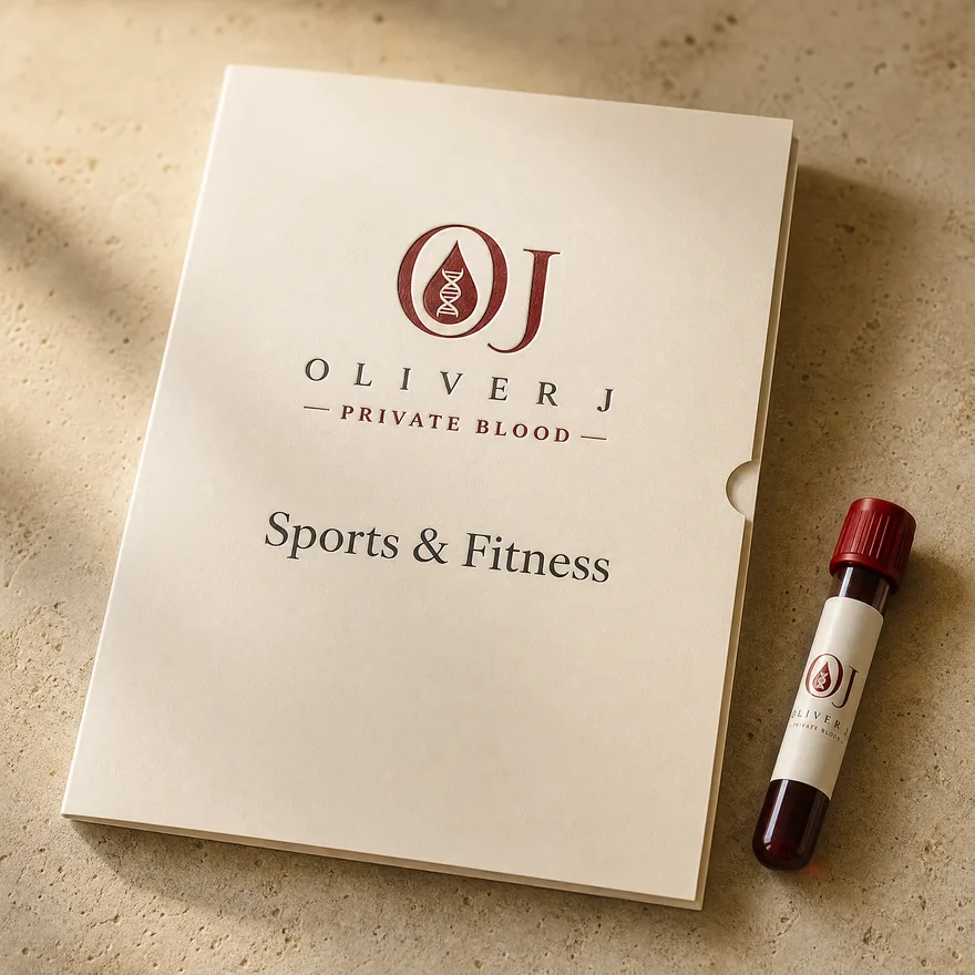 Sports & Fitness test: Oliver J Private Blood presentation folder and sample vial